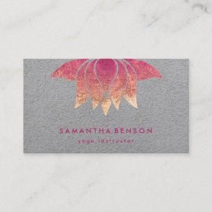 Elegant Lotus Flower Logo Yoga Purple Background Business Card