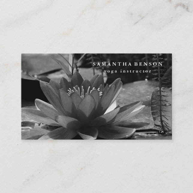 Elegant Lotus Flower Logo Yoga Square Business Car Business Card (Front)