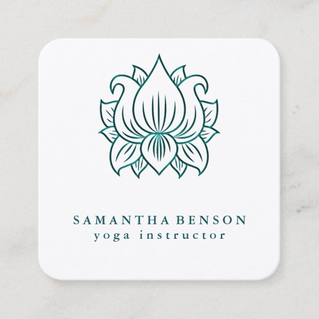 Elegant Lotus Flower Logo Yoga Square Business Car Square Business Card (Front)