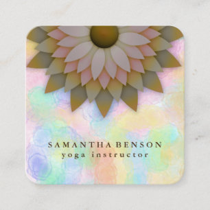 Elegant Lotus Flower Logo Yoga Square Business Car Square Business Card