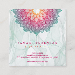 Elegant Lotus Flower Logo Yoga Square Business Card