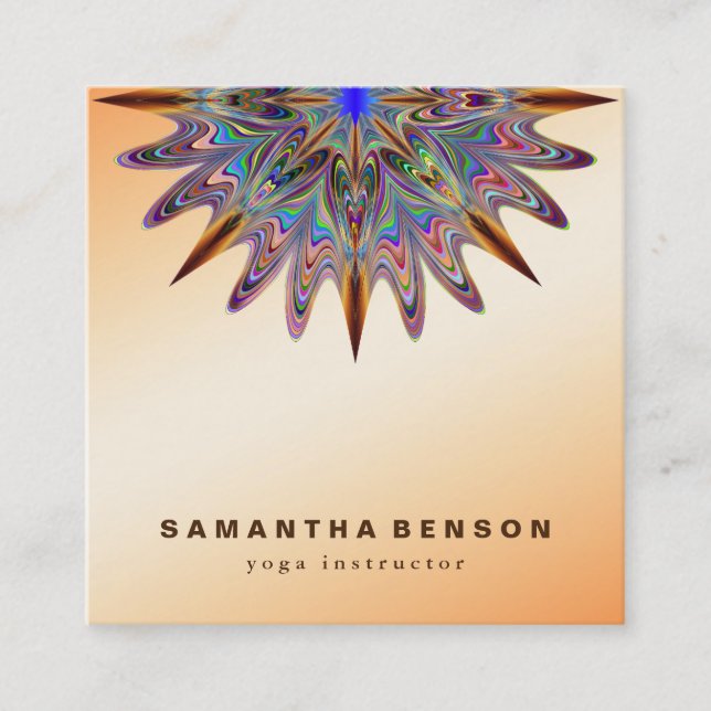 Elegant Lotus Flower Logo Yoga Square Business Card (Front)