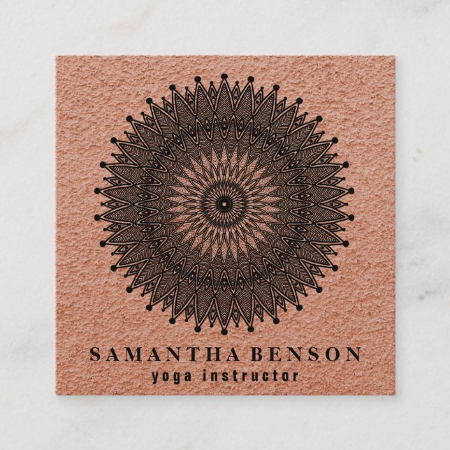 Elegant Lotus Flower Logo Yoga Square Business Card (Front)