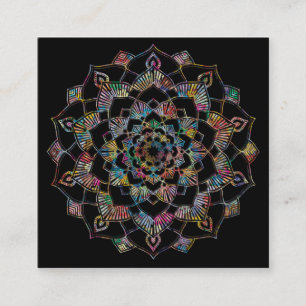 Elegant Lotus Flower Logo Yoga Square Business Card