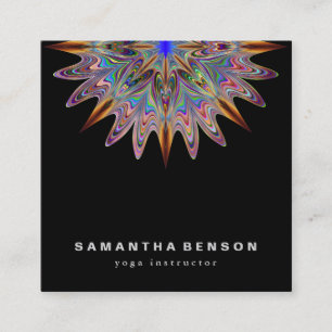 Elegant Lotus Flower Logo Yoga Square Business Card