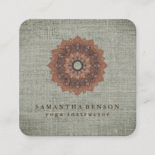 Elegant Lotus Flower Logo Yoga Square Business Card