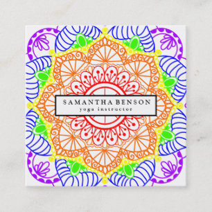 Elegant Lotus Flower Logo Yoga Square Business Card