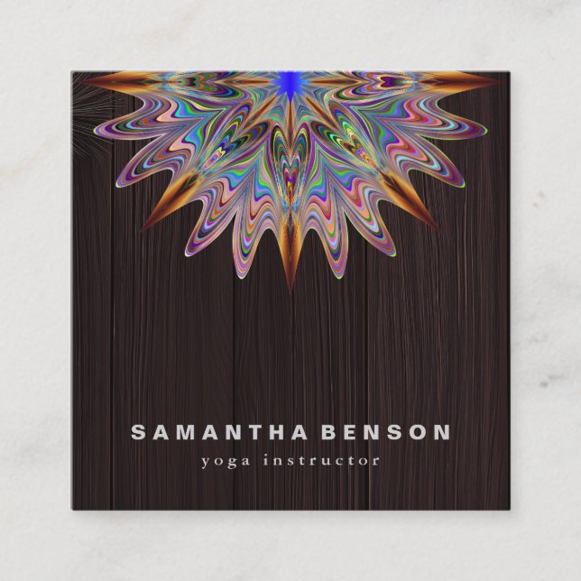 Elegant Lotus Flower Logo Yoga Square Business Card (Front)