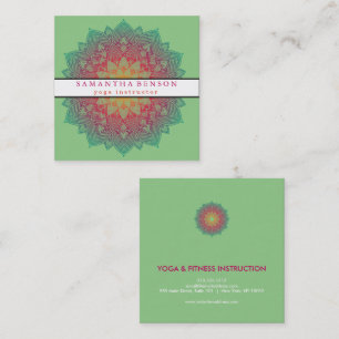 Elegant Lotus Flower Logo Yoga Square Business Card