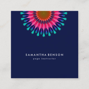 Elegant  Lotus Flower Logo Yoga Square Business Card