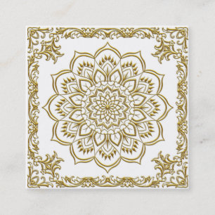 Elegant Lotus Flower Logo Yoga Square Business Card