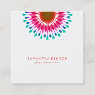 Elegant  Lotus Flower Logo Yoga Square Business Card