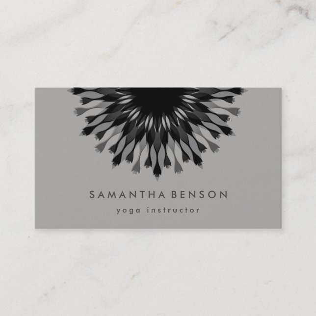 Elegant Lotus Flower Logo Yoga White Background Business Card (Front)