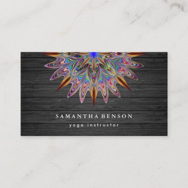 Elegant Lotus Flower Logo Yoga Wooden Business Card (Front)