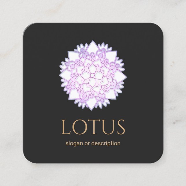 Elegant  Lotus Flower Mandala Business Card (Front)
