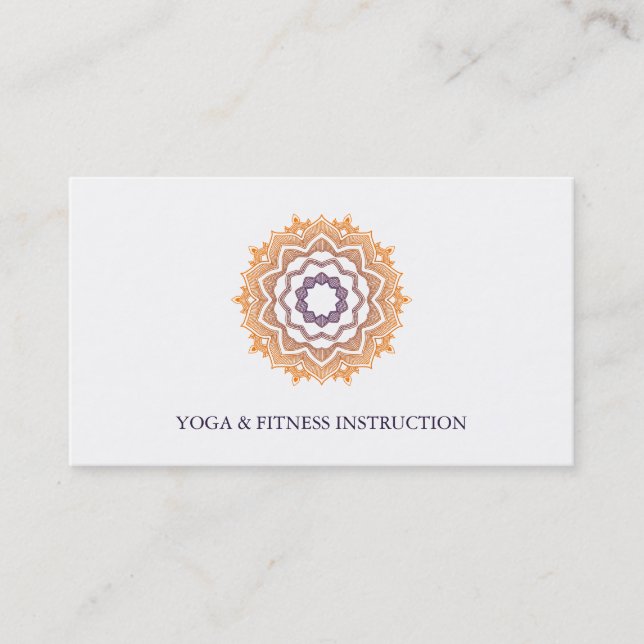 Elegant Lotus Flower Mandala Logo Yoga Business Card (Front)