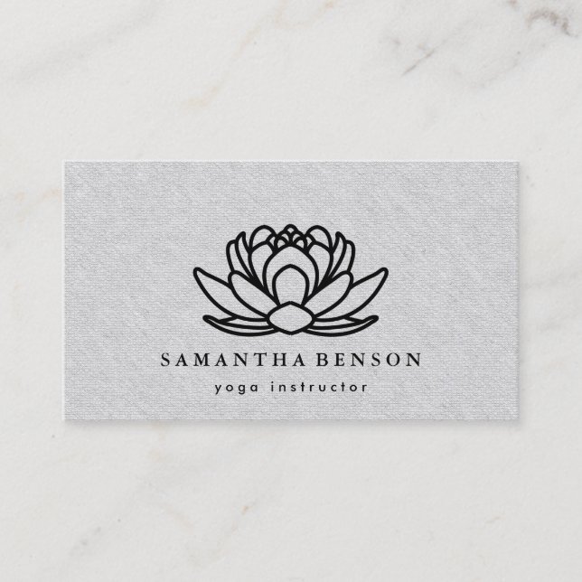 Elegant Lotus Flower Mandala Logo Yoga Instructor Business Card (Front)
