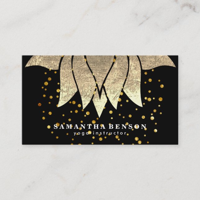 Elegant Lotus Flower Mandala Logo Yoga Instructor Business Card (Front)