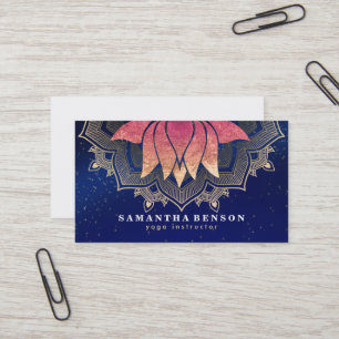Elegant Lotus Flower Mandala Logo Yoga Instructor  Business Card