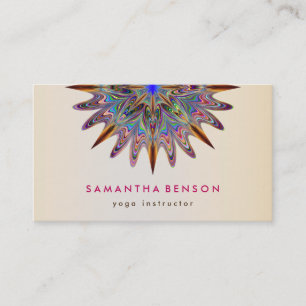 Elegant Lotus Flower Mandala Logo Yoga Instructor Business Card