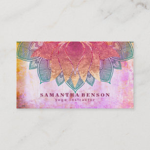 Elegant Lotus Flower Mandala Logo Yoga Instructor  Business Card