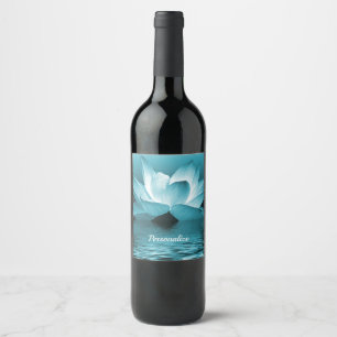Elegant Lotus Flower Ocean Zen Yoga Personalised Wine Label