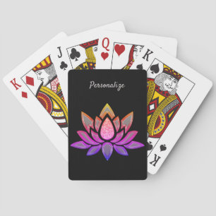 Elegant Lotus Flower Pastel Black Zen Yoga Playing Cards