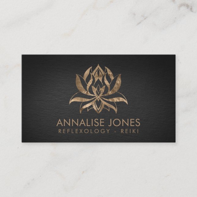 Elegant Lotus Flower - pastel gold Business Card (Front)