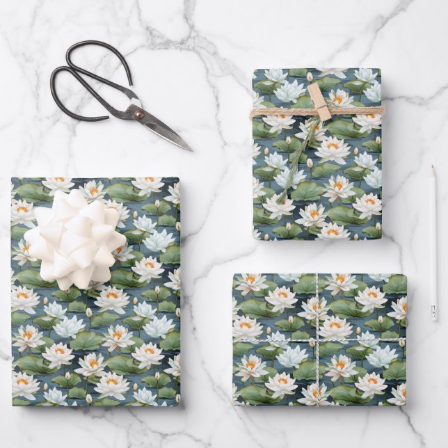 Elegant Lotus flower tiled pattern  Wrapping Paper Sheet (Front)