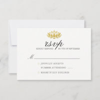 Elegant Lotus Flower Wedding RSVP Card
