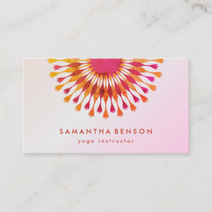 Elegant Lotus Flower White Marble Yoga Instructor Business Card