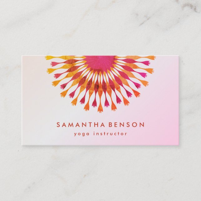 Elegant  Lotus Flower White Marble Yoga Instructor Business Card (Front)