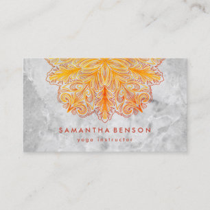 Elegant  Lotus Flower White Marble Yoga Instructor Business Card