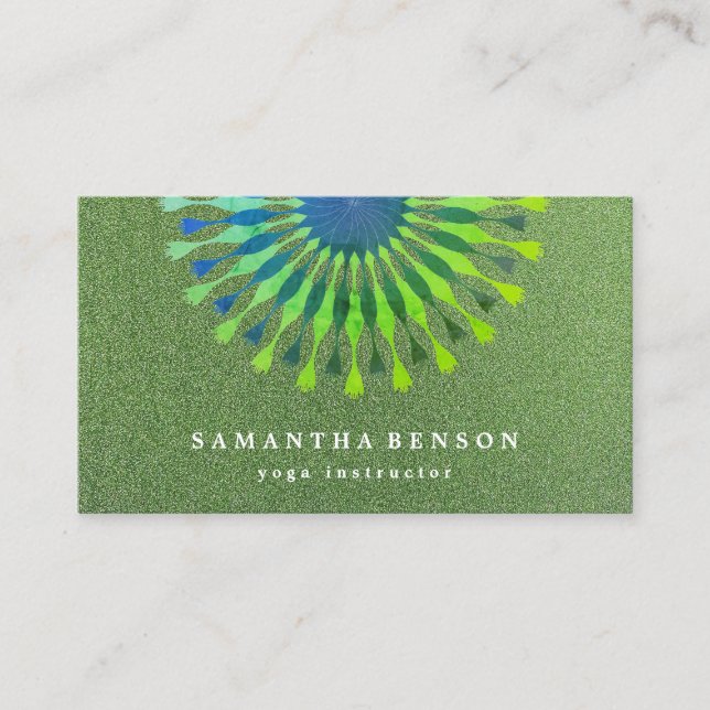 Elegant  Lotus Flower White Marble Yoga Instructor Business Card (Front)