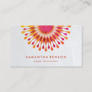 Elegant Lotus Flower White Marble Yoga Instructor Business Card