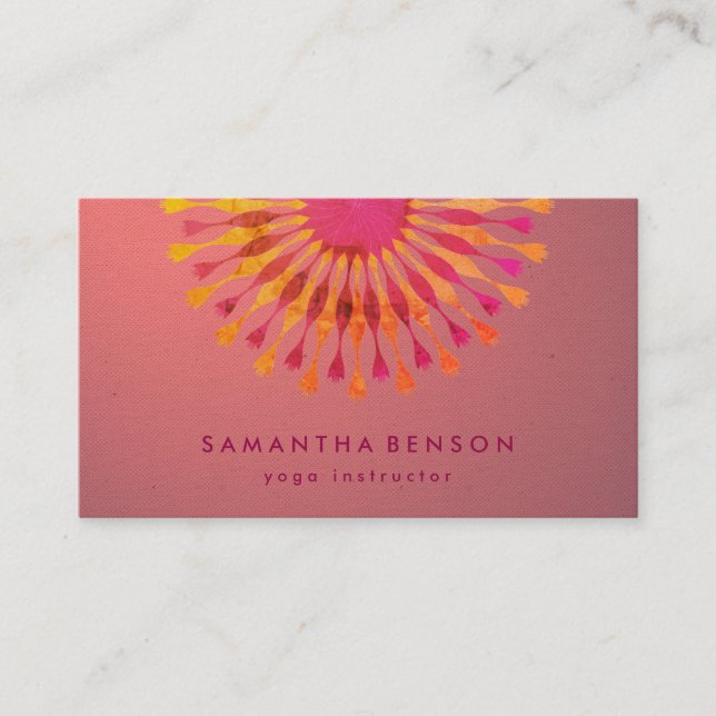 Elegant  Lotus Flower White Marble Yoga Instructor Business Card (Front)