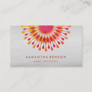 Elegant Lotus Flower White Marble Yoga Instructor Business Card