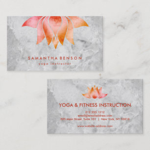 Elegant Lotus Flower White Marble Yoga Instructor Business Card