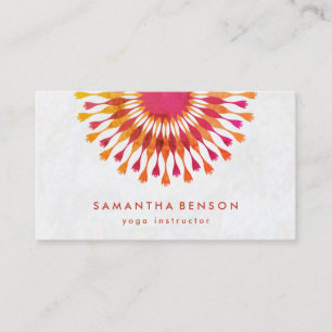 Elegant Lotus Flower White Marble Yoga Instructor Business Card