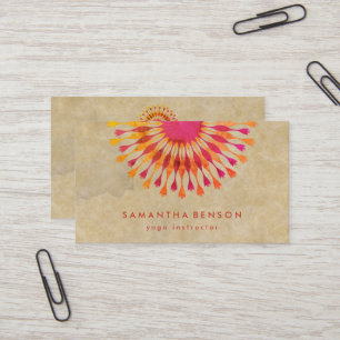 Elegant Lotus Flower White Marble Yoga Instructor Business Card