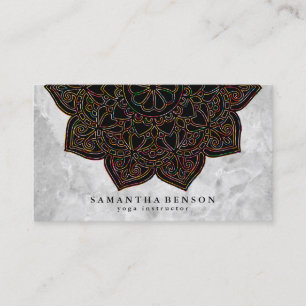 Elegant  Lotus Flower White Marble Yoga Instructor Business Card