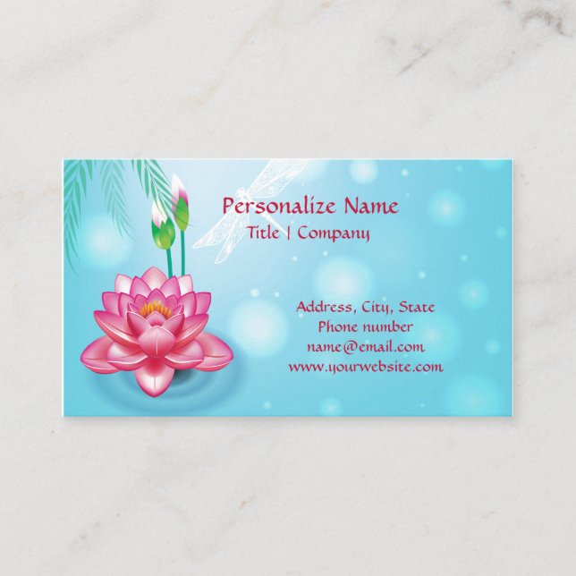 Elegant Lotus Flower Zen Yoga Meditation Sky Blue  Business Card (Front)