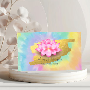 Elegant Lotus Gold Foil Brush Stroke Tie Dye Business Card