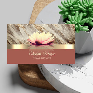 Elegant Lotus Gold Glitter Business Card