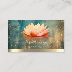 Elegant Lotus Gold Stripe Grunge Yoga Instructor Business Card