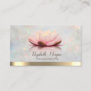 Elegant Lotus Gold Stripe Yoga Opal Business Card