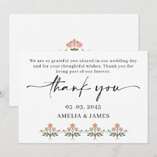 Elegant Lotus Indian Wedding Thank You Card