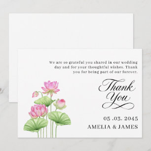 Elegant Lotus Indian Wedding Thank You Card