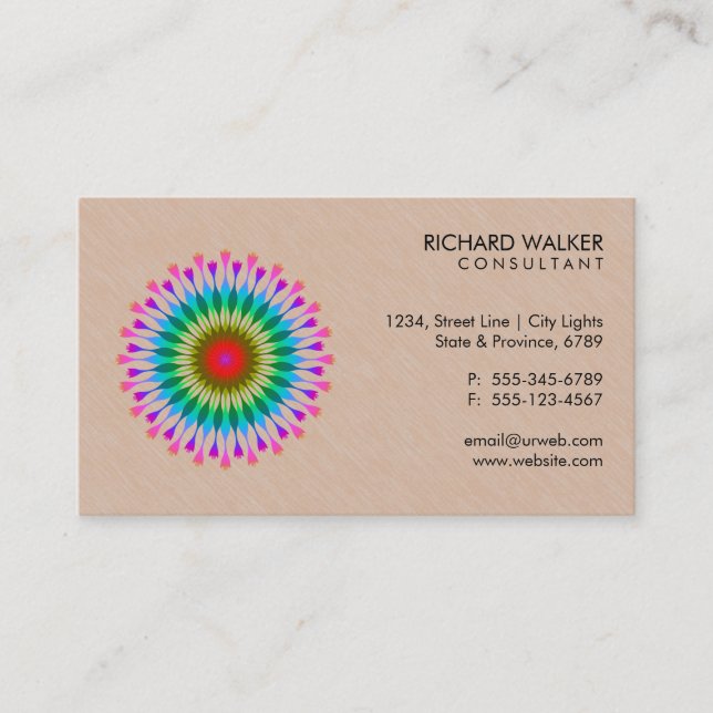 Elegant Lotus Logo Floral Wood Health Wellness Business Card (Front)