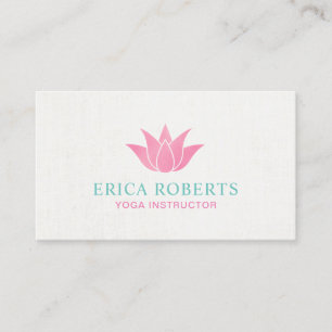 Elegant Lotus Logo Spa Salon Yoga Instructor Business Card